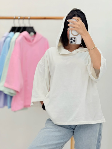 تیشرت باکسی کلاه دار